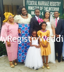 Close family members with couple 