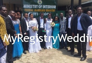 Couple with friends and well wishers