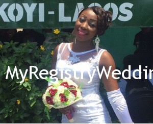 Bride poses with her bouquet 