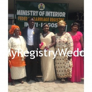 Couple with their mum and bride's sister