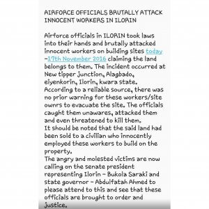 Ilorin Airforce Brutalizes men Working on a site
