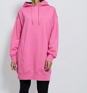 Pink Marl Hooded Mini Sweatshirt Dress