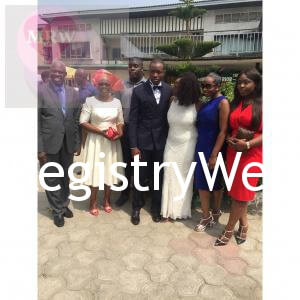 Couple with family members