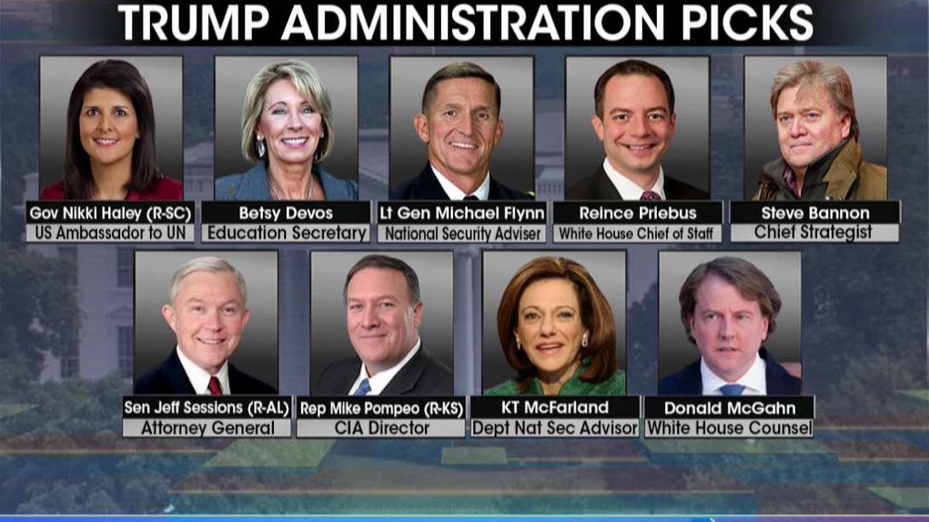 Trump selects members of his administration